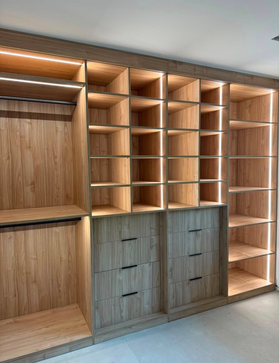 Custom Oak Dressing Room Closet Fort Lauderdale - M11 Design Group Custom Millwork South Florida