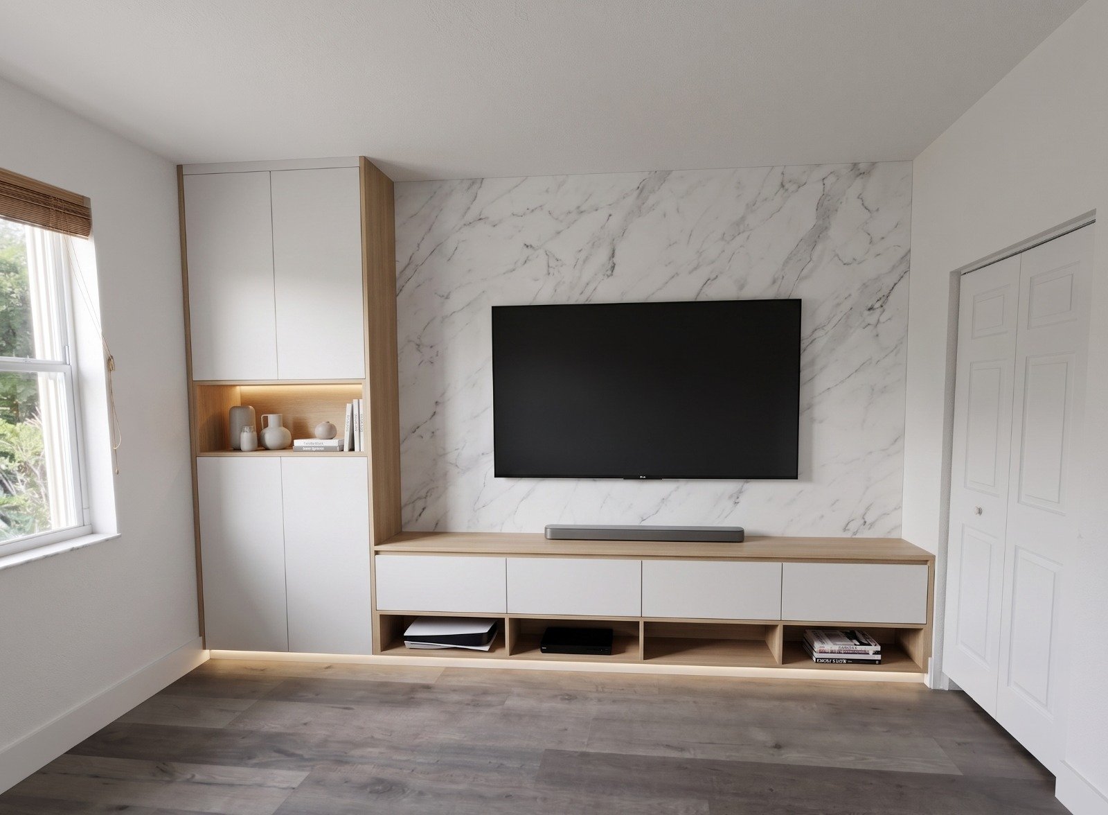 Floating Tv Console Led Lighting Architectural Millwork - M11 Design Group Custom Millwork South Florida