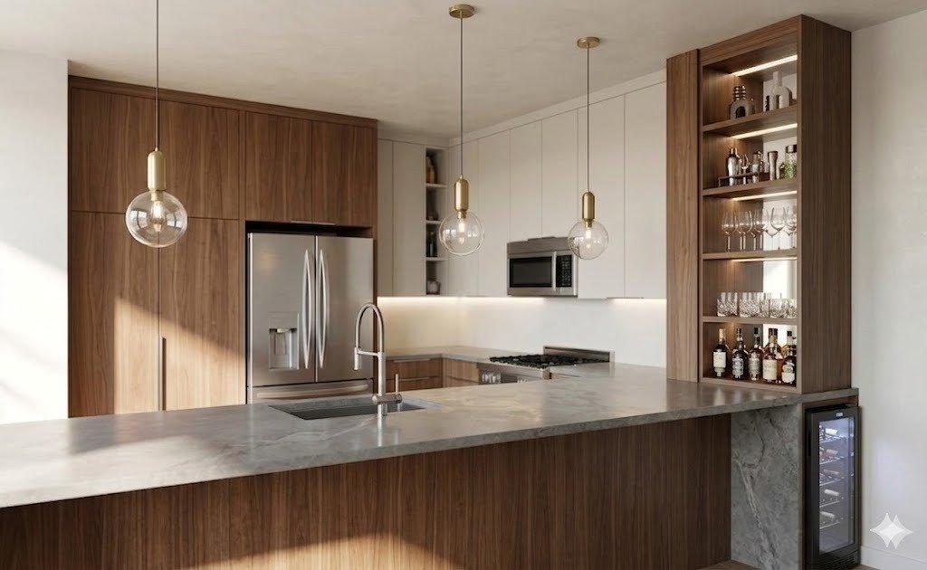 3D design presentation of a custom kitchen layout for a South Florida home