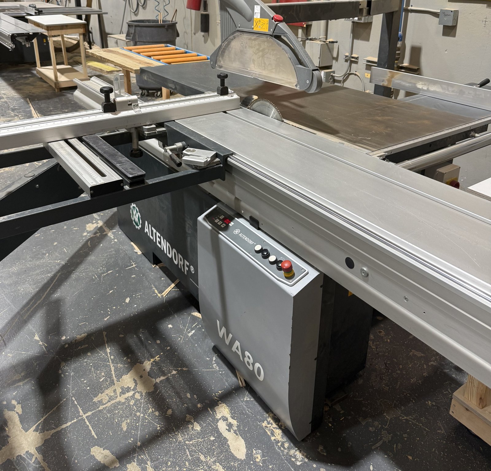 Sliding table saw used for panel sizing in the M11 Design Group shop
