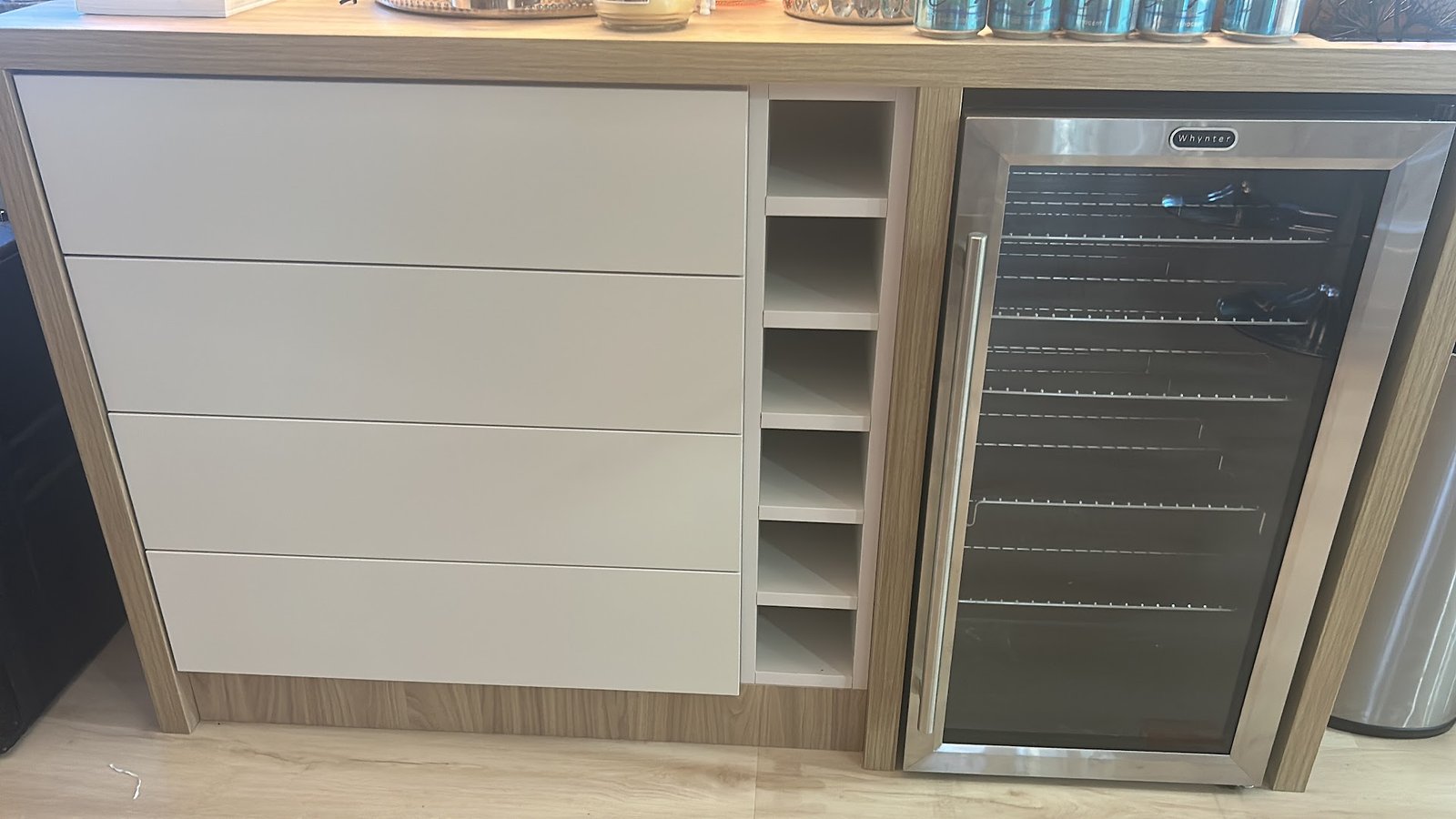 Custom home bar and beverage center cabinetry by M11 Design Group in South Florida